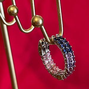 Ross Simons Silver gemstones beautiful hoop earrings.